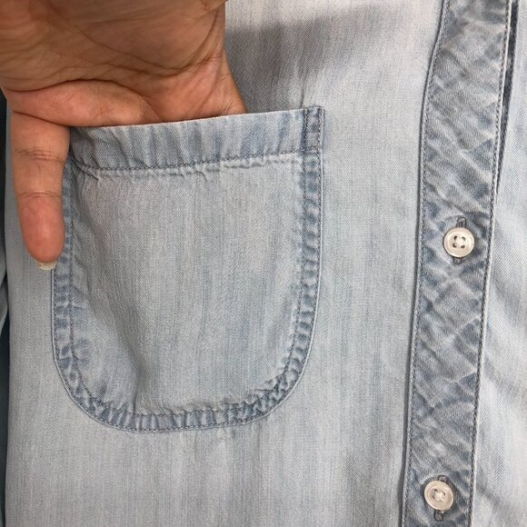 Rails Chanbray Light Wash Long Sleeve Full  Button-up Lightweight Denim Shirt XS - Picture 6 of 16